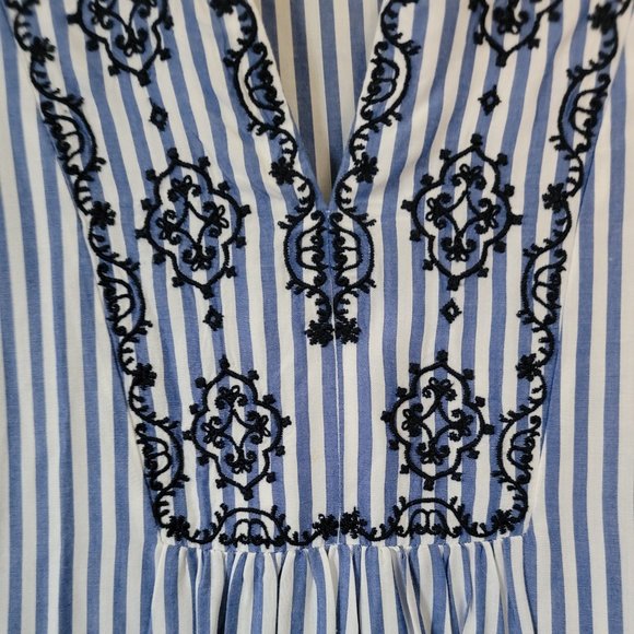 NWOT Ann Taylor Loft Striped Embroidered Bell Sleeve Top Size Small - Picture 6 of 13